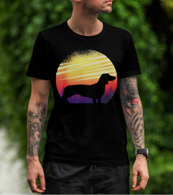 Dog Sunset Dachshund Silhouette Pet Animal T-Shirt