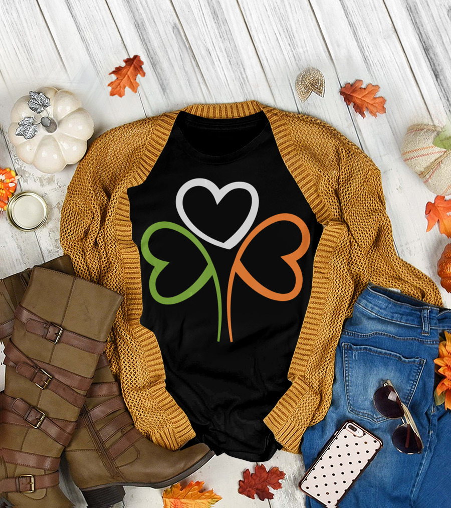 3 Hearts Shamrock Ireland Flag T-Shirt