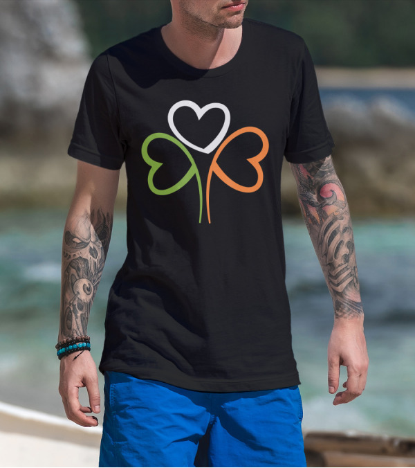 3 Hearts Shamrock Ireland Flag T-Shirt