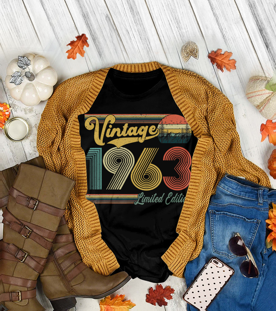 Vintage 1963 Retro Sunset Stripe T-Shirt