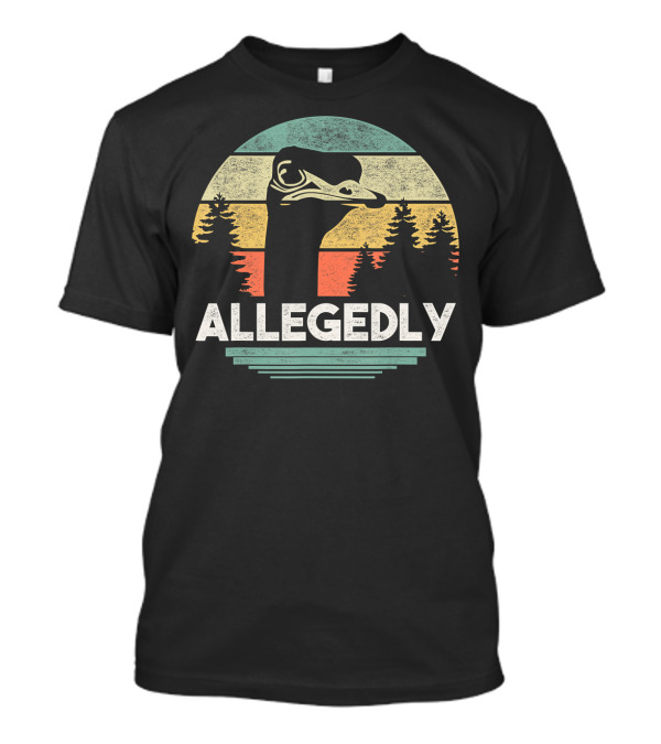 Allegedly Ostrich Silhouette In Vintage Sunset Forest Scene T-Shirt
