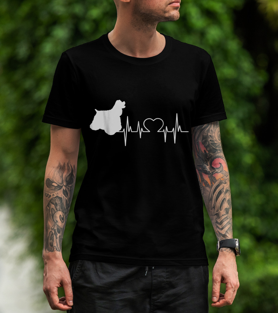American Cocker Spaniel Dad Heartbeat Love T-Shirt