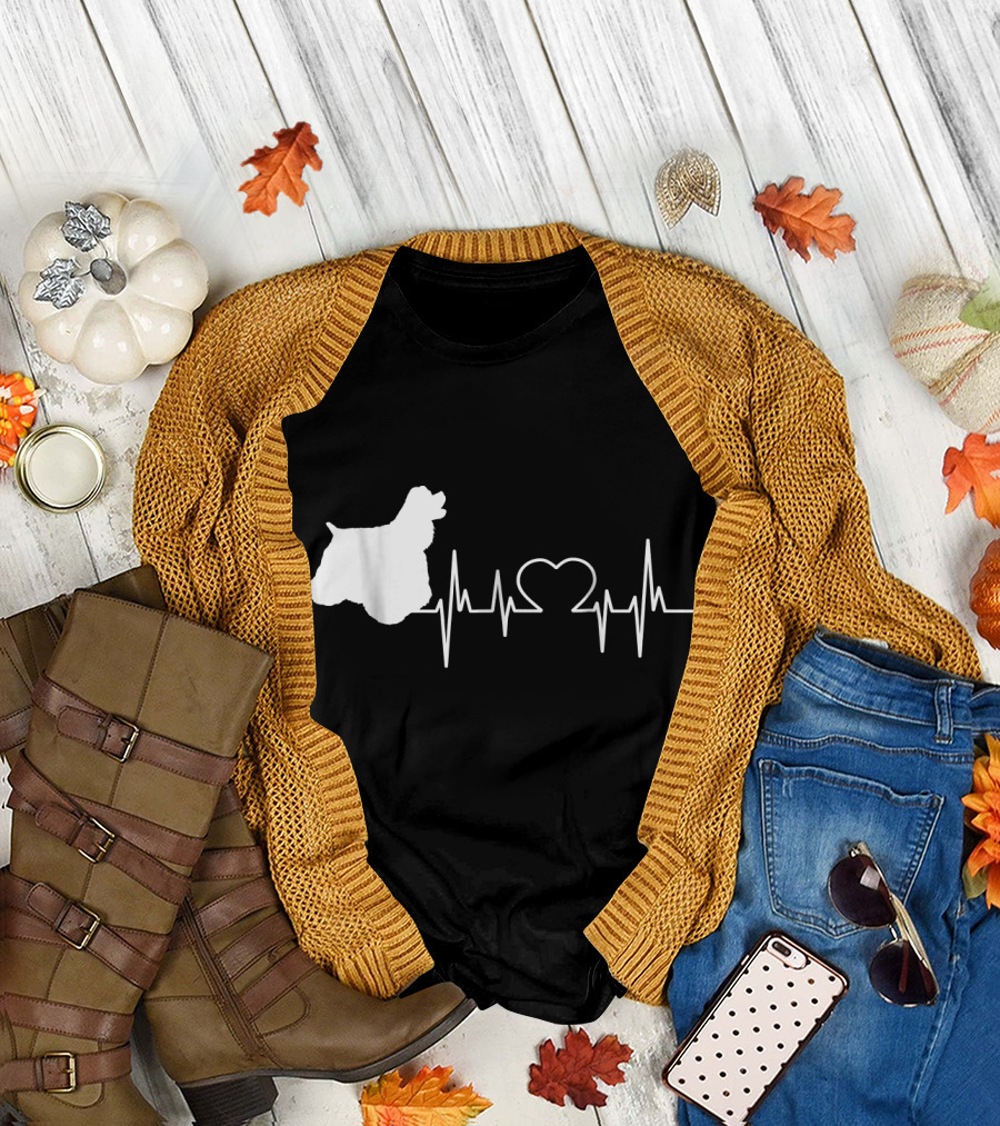 American Cocker Spaniel Dad Heartbeat Love T-Shirt