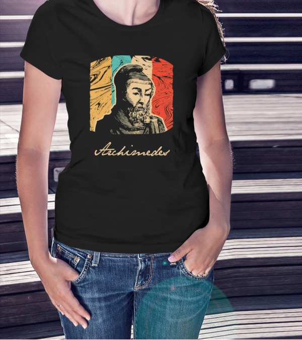 Archimedes Portrait With Colorful Abstract Background T-Shirt