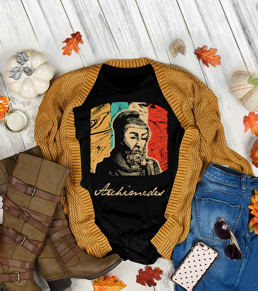 Archimedes Portrait with Colorful Abstract Background T-Shirt