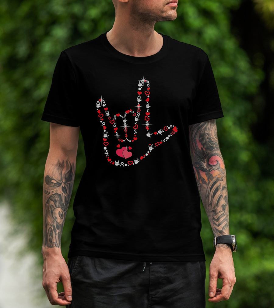 ASL Love Heart Hand Sign Deaf Pride Valentine's Day T-Shirt