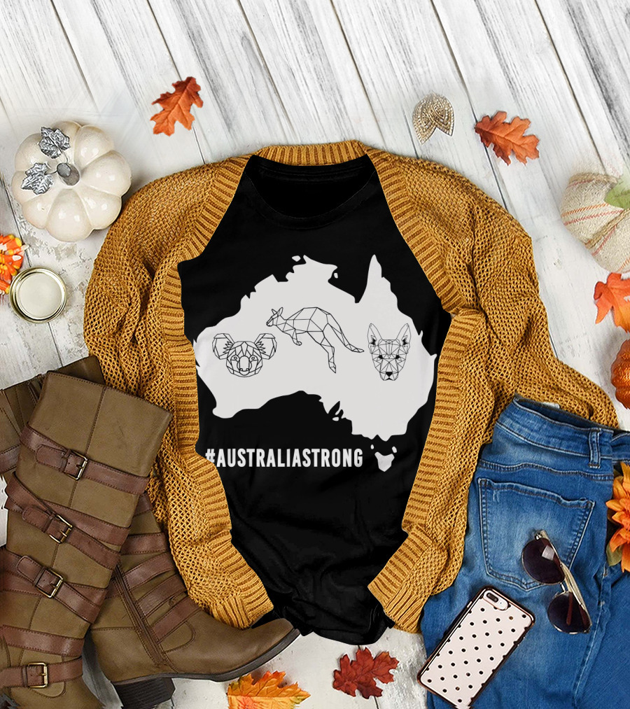 AustraliaStrong Koala Kangaroo Dingo Geometric Map T-Shirt