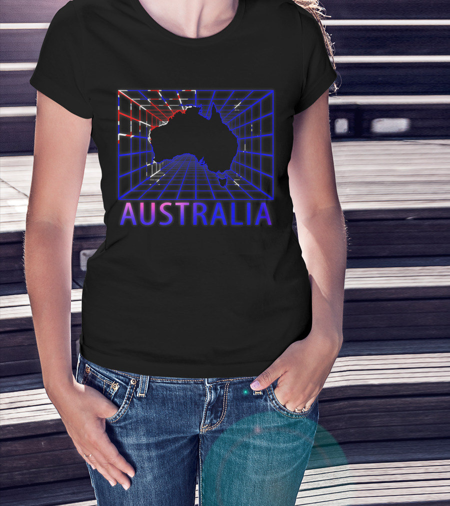 Australia Map Retro Grid T-Shirt