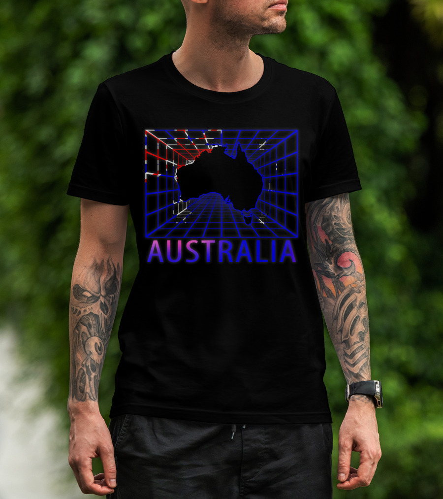 Australia Map Retro Grid T-Shirt