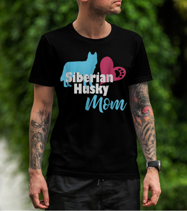 Siberian Husky Mom Love Paw Prints T-Shirt