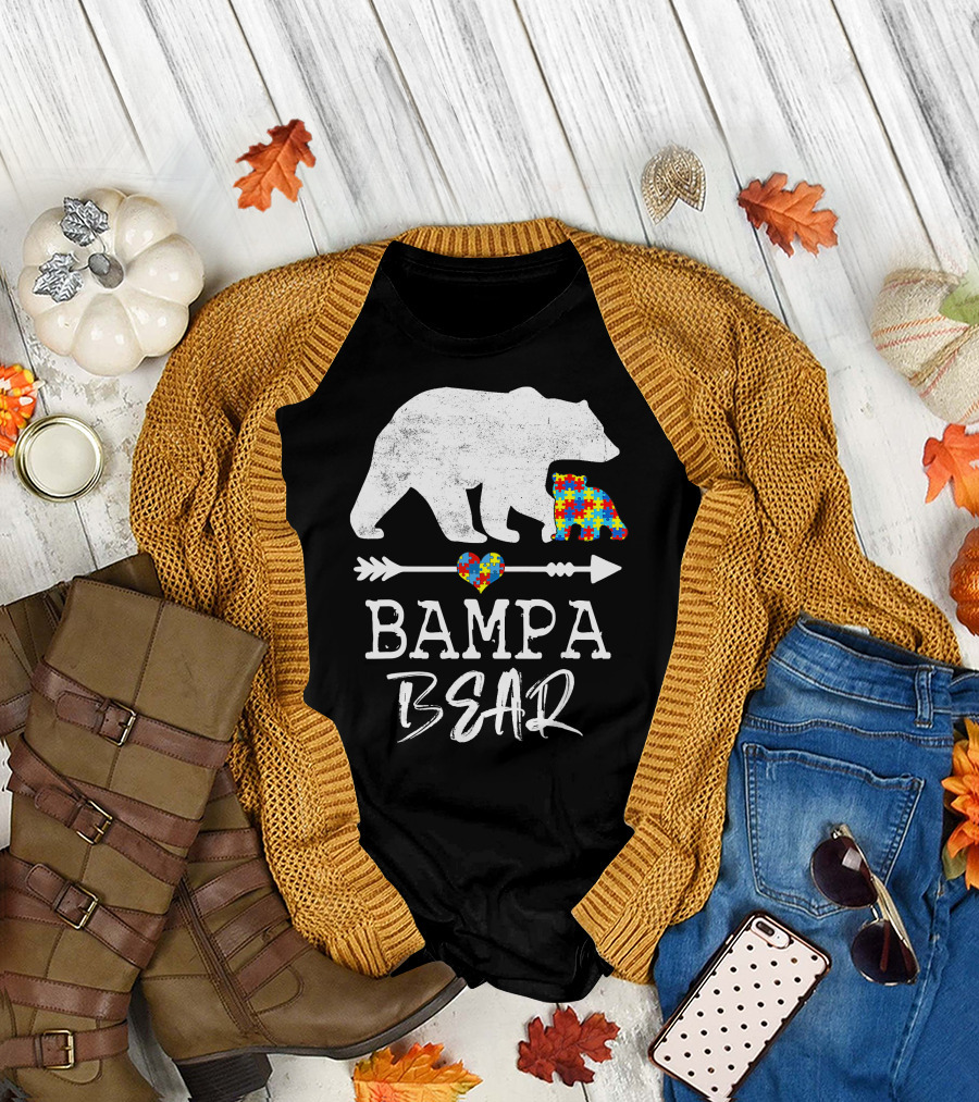 Bampa Bear Puzzle Heart Arrow Autism Awareness T-Shirt