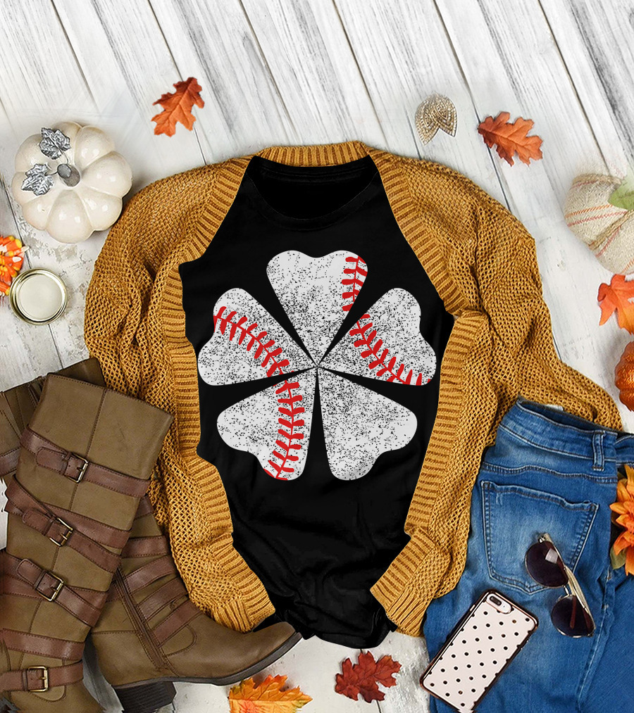 Lucky Clover Baseball St Patricks Day T-Shirt