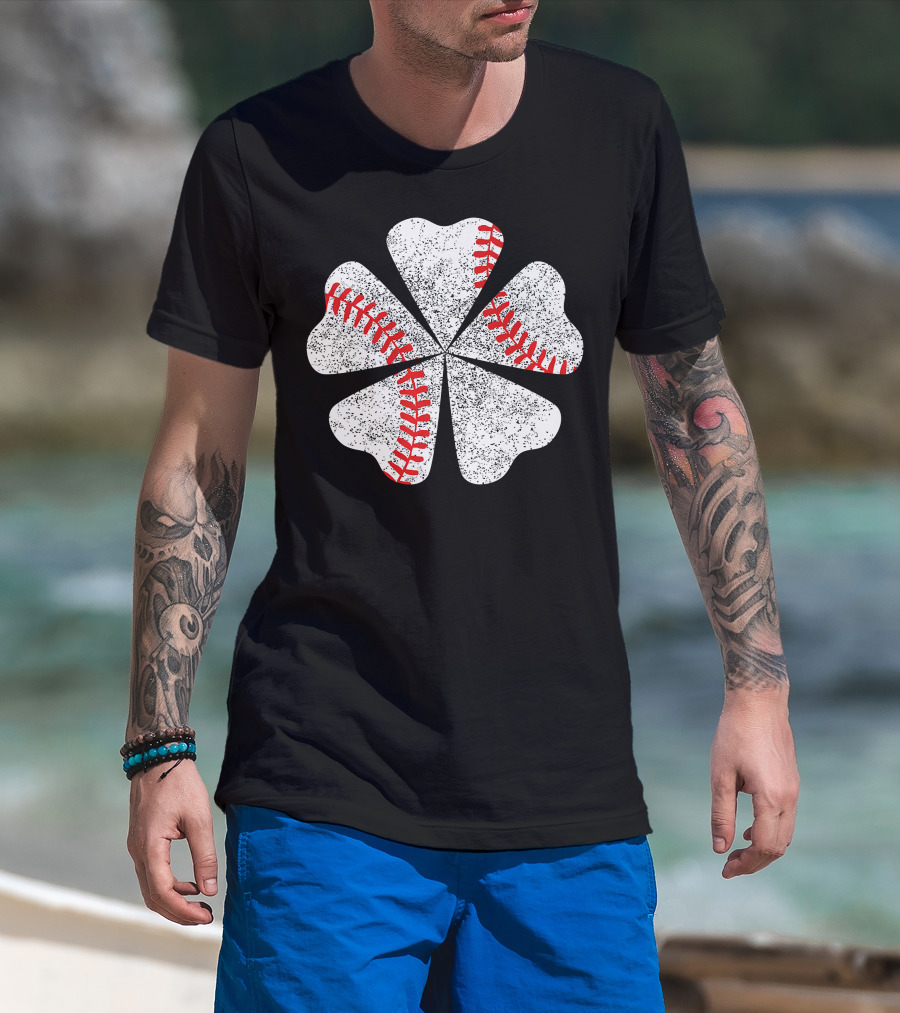 Lucky Clover Baseball St Patricks Day T-Shirt