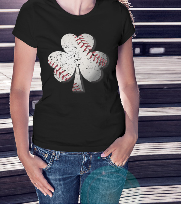 Baseball St Patrick's Day Shamrock Vintage T-Shirt