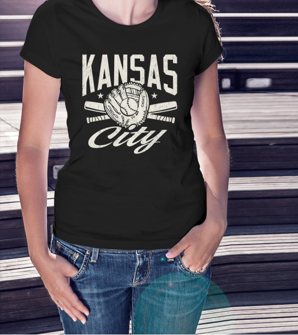 Kansas City Baseball Glove And Bats Fan Hom Season T-Shirt