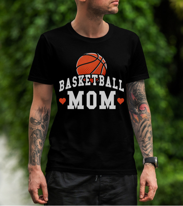 Basketball Mom Women's Shirt With Hearts And Basketball T-Shirt