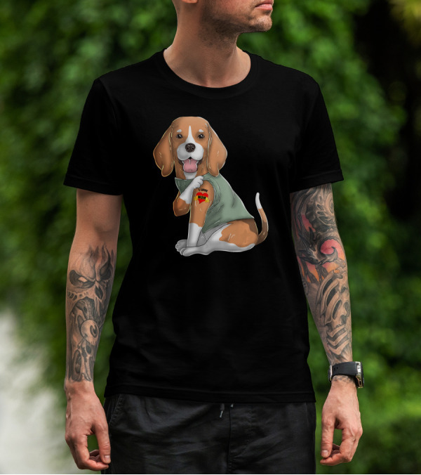 Beagle I Love Mom Tattoo On Dog's Arm T-Shirt