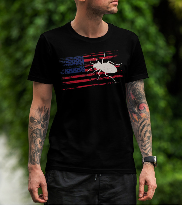 Beetle American Flag Ladybug USA T-Shirt
