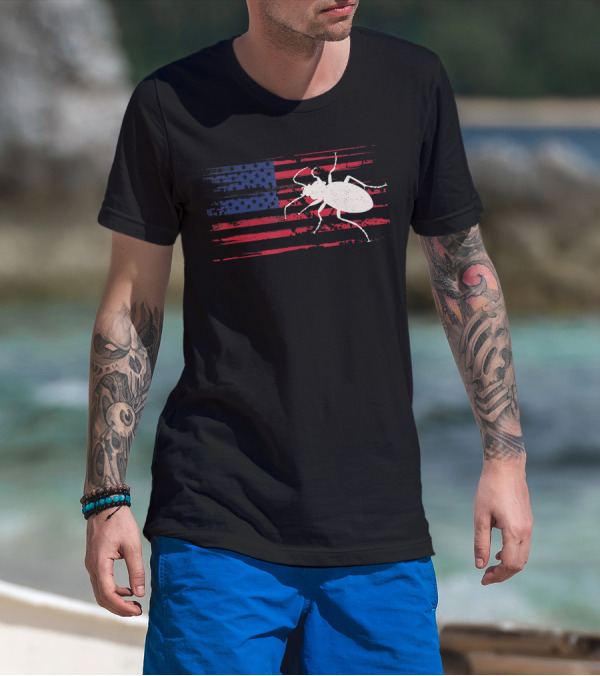 Beetle American Flag Ladybug USA T-Shirt