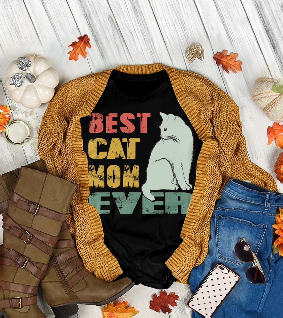Best Cat Mom Ever Vintage Cat Mother T-Shirt