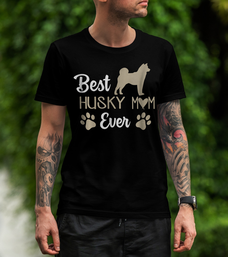 Best Husky Mom Ever Paw Prints Siberian T-Shirt