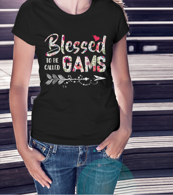 Blessed To Be Called Gams Floral Heart Arrow T-Shirt