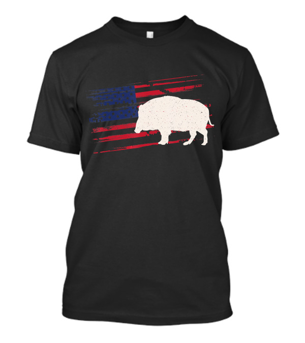 Boar American Flag Pig 4th Of July T-Shirt
