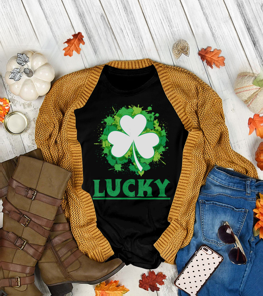 Lucky Shamrock Green Splatter T-Shirt