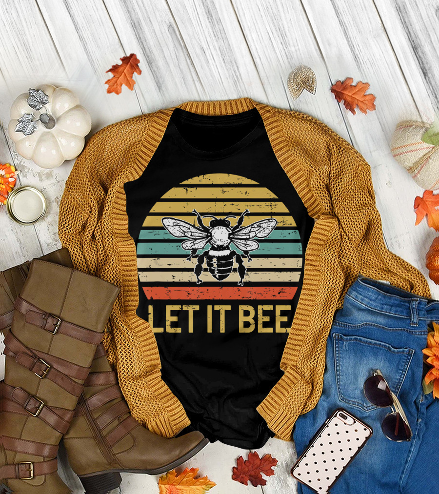 Let It Bee Beekeeper Vintage Stripes Bee T-Shirt