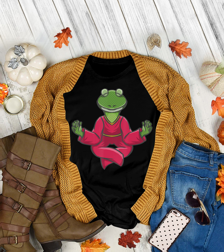 Zen Yoga Meditating Frog in Spiritual Pose T-Shirt
