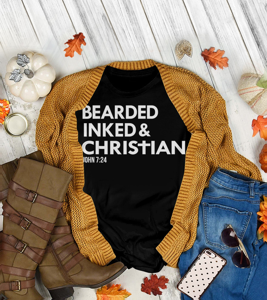 BEARDED INKED CHRISTIAN JOHN 7:24 FUNNY TATT T-Shirt