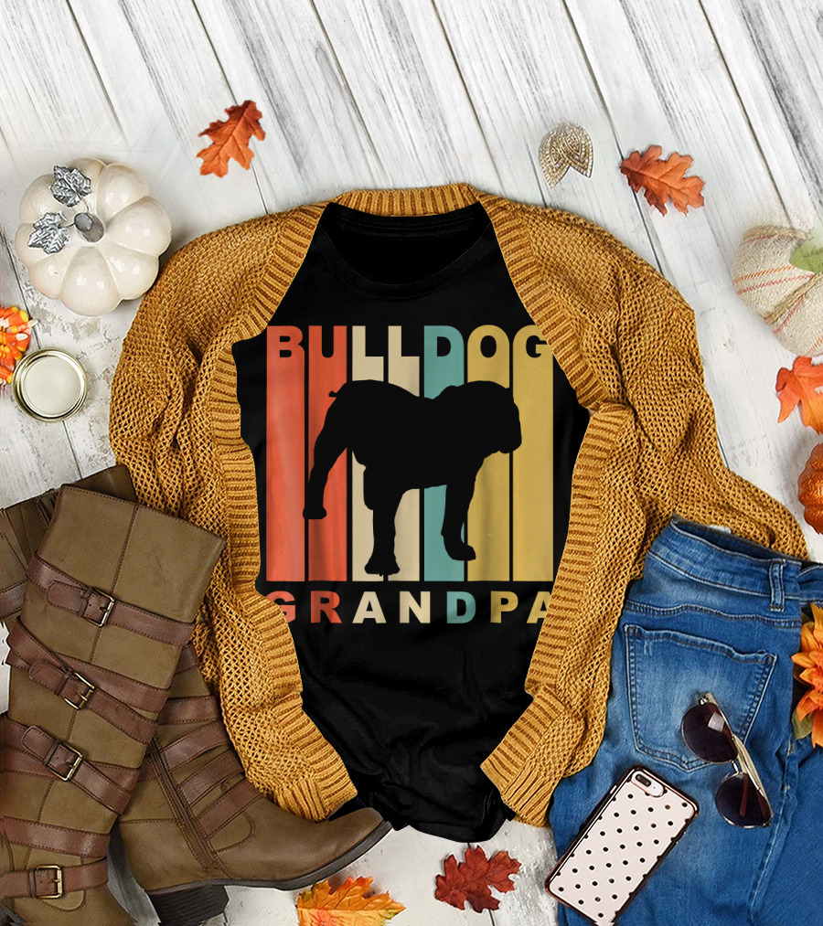 Bulldog Grandpa Mens Style Dog Grand T-Shirt