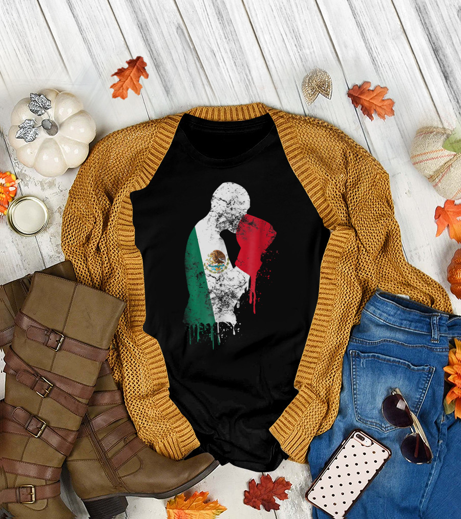 Mexican Boxing Gloves with Mexico Flag Colors and Emblem T-Shirt