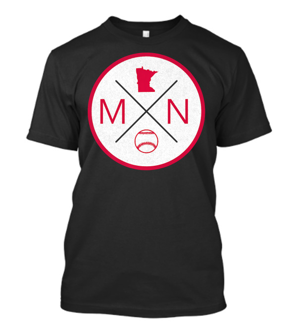 MN Baseball Minnesota State Map Outline With Baseball T-Shirt