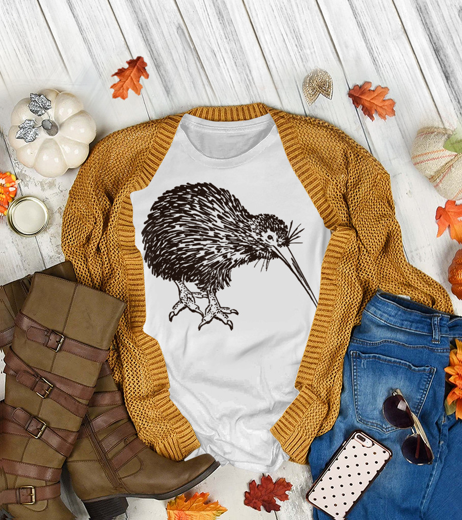 New Zealand Kiwi Bird Animal Wildlife Sketch T-Shirt