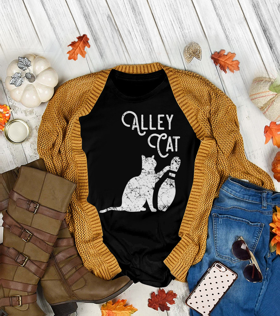 Alley Cat Tipping Bowling Pin T-Shirt