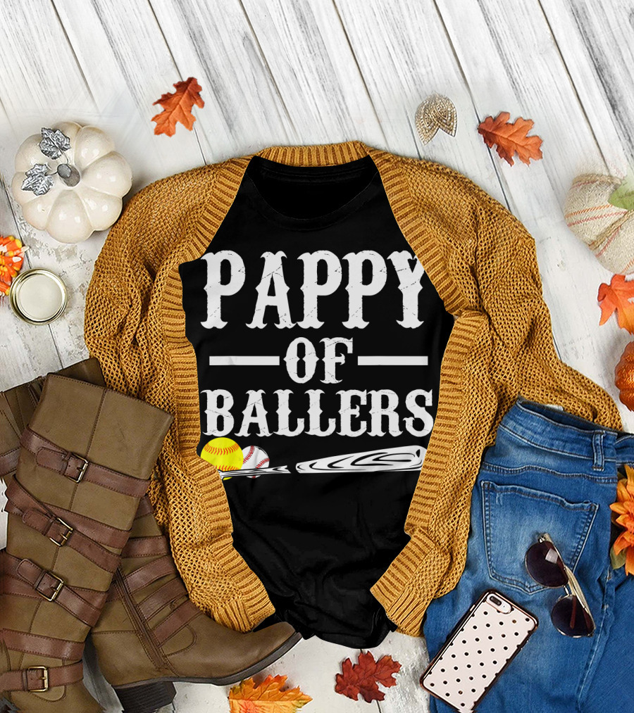 Pappy Of Ballers Baseball Bat and Balls T-Shirt