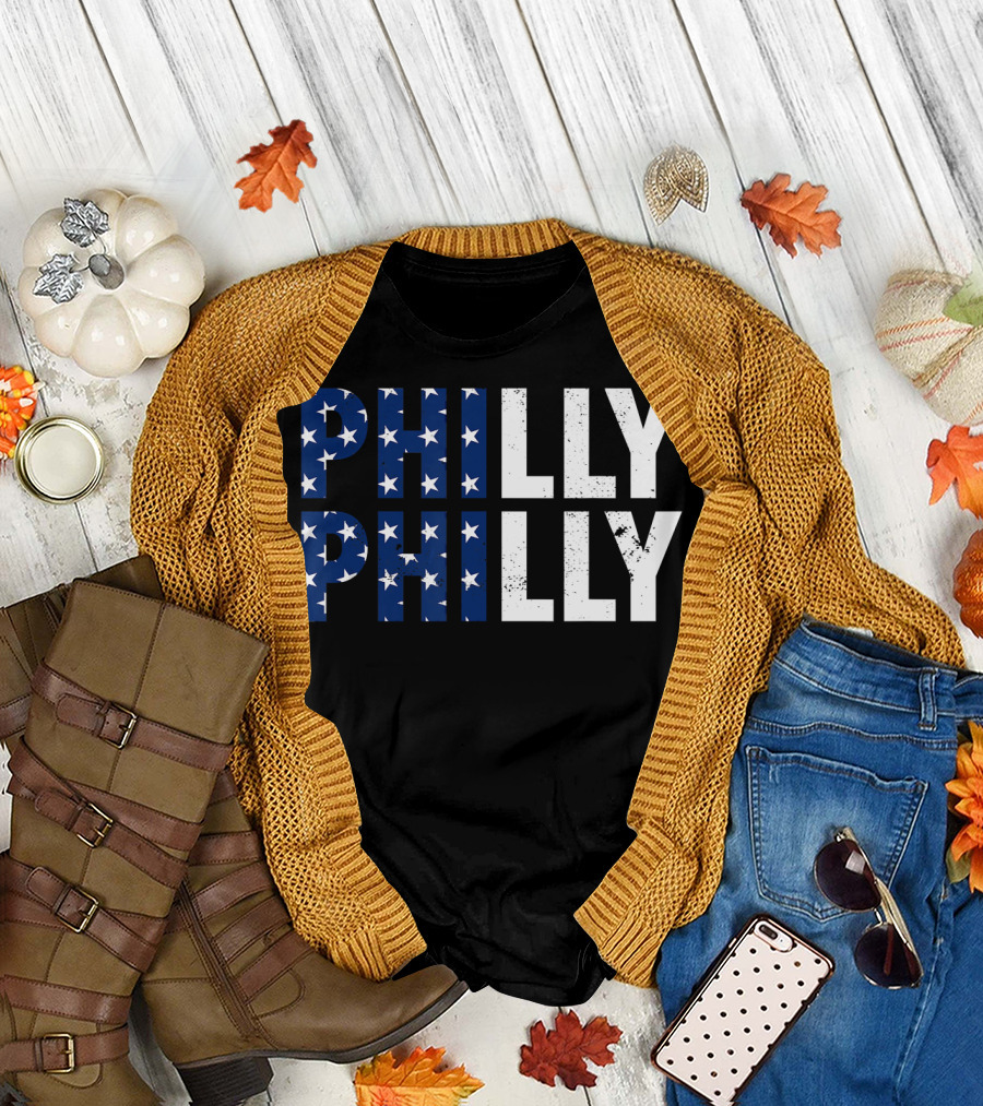 PHILLY PHILLY USA Flag Stars T-Shirt