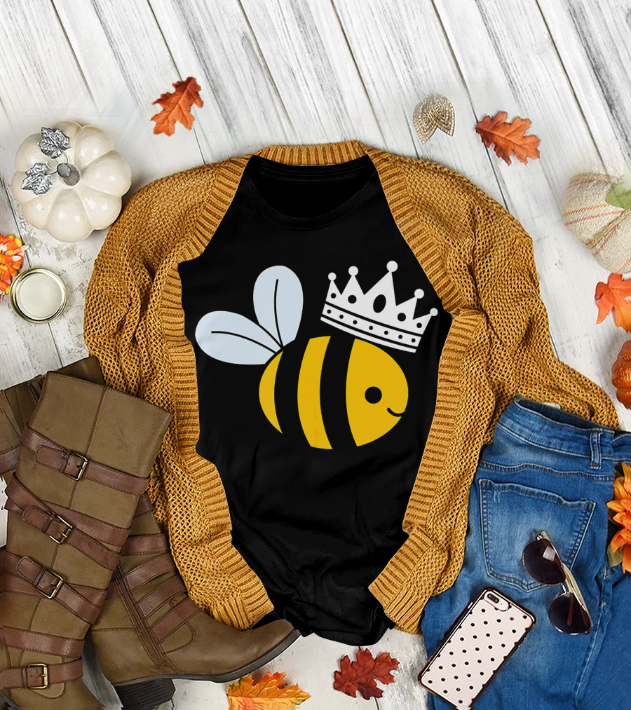 Queen B Bumble Bee with Crown T-Shirt