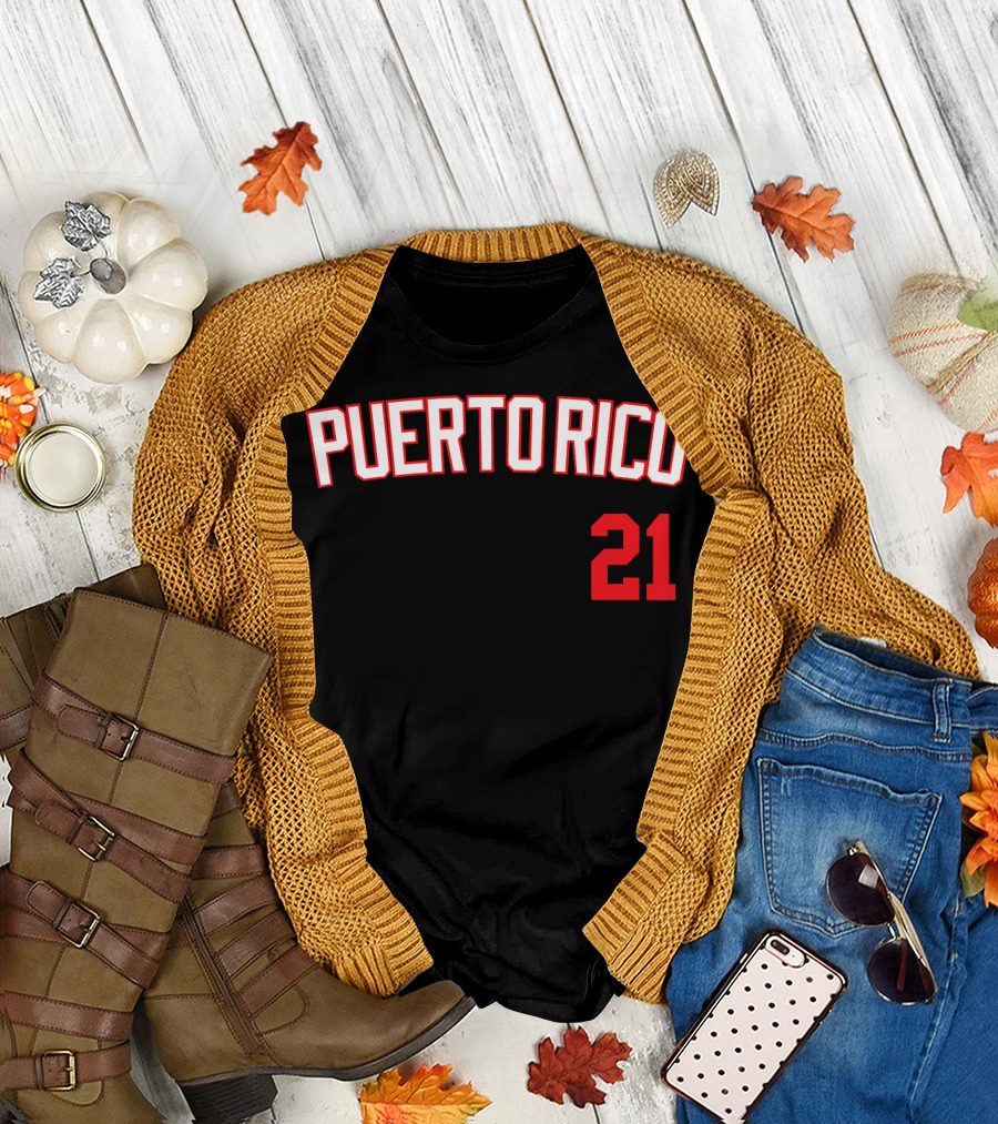 Puerto Rico 21 Retro Beisbol Camise T-Shirt