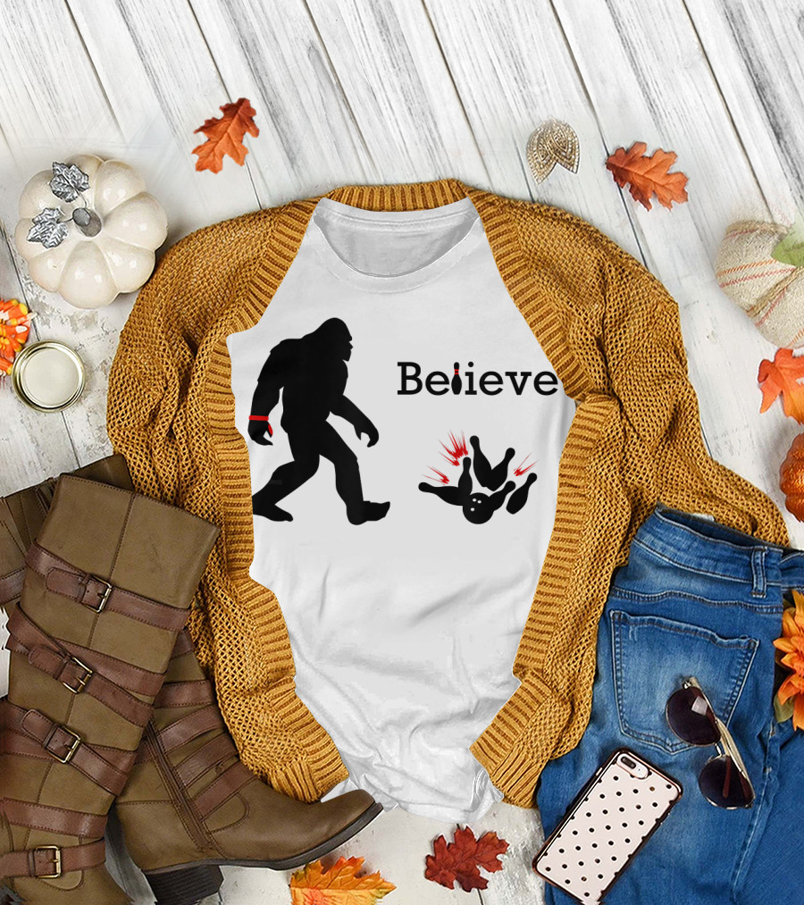 Believe Sasquatch Big Foot Bowling T-Shirt