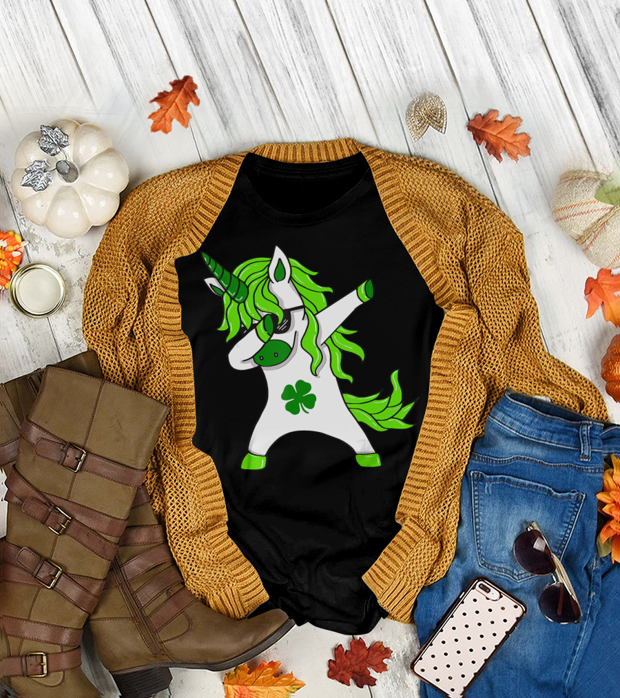 St Patricks Day Lepricorn Dabbi Unicorn Shamrock Dance T-Shirt