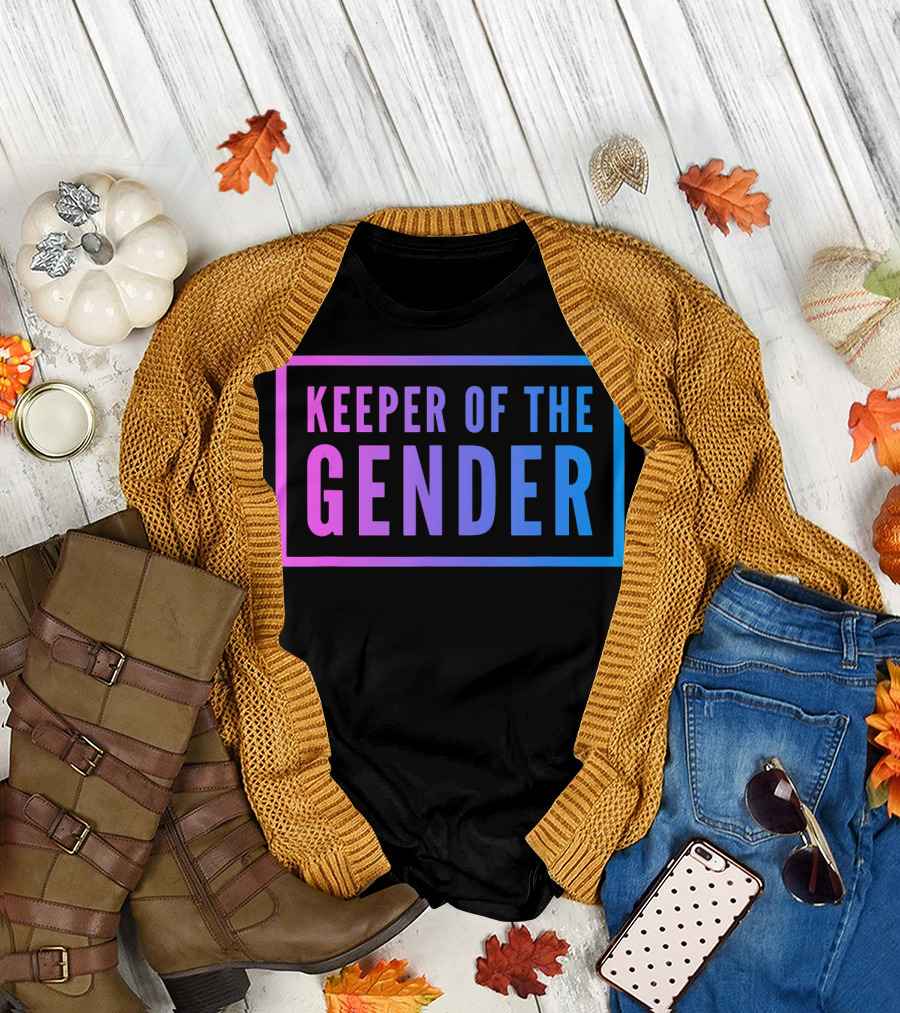 Keeper Of The Gender Pink and Blue Gradient Border T-Shirt