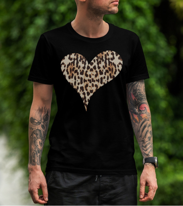Cheetah Leopard Animal Print Heart T-Shirt