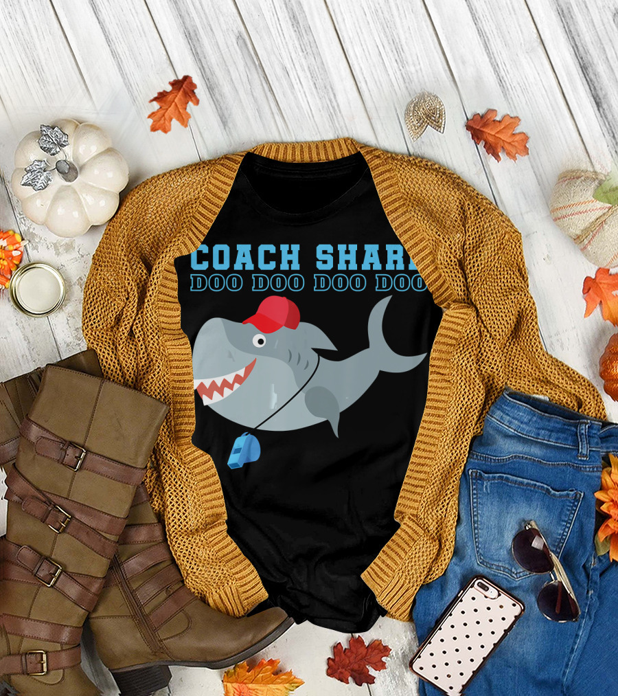 Coach Shark Doo Doo Doo Sports Coach Whistle Red Cap T-Shirt