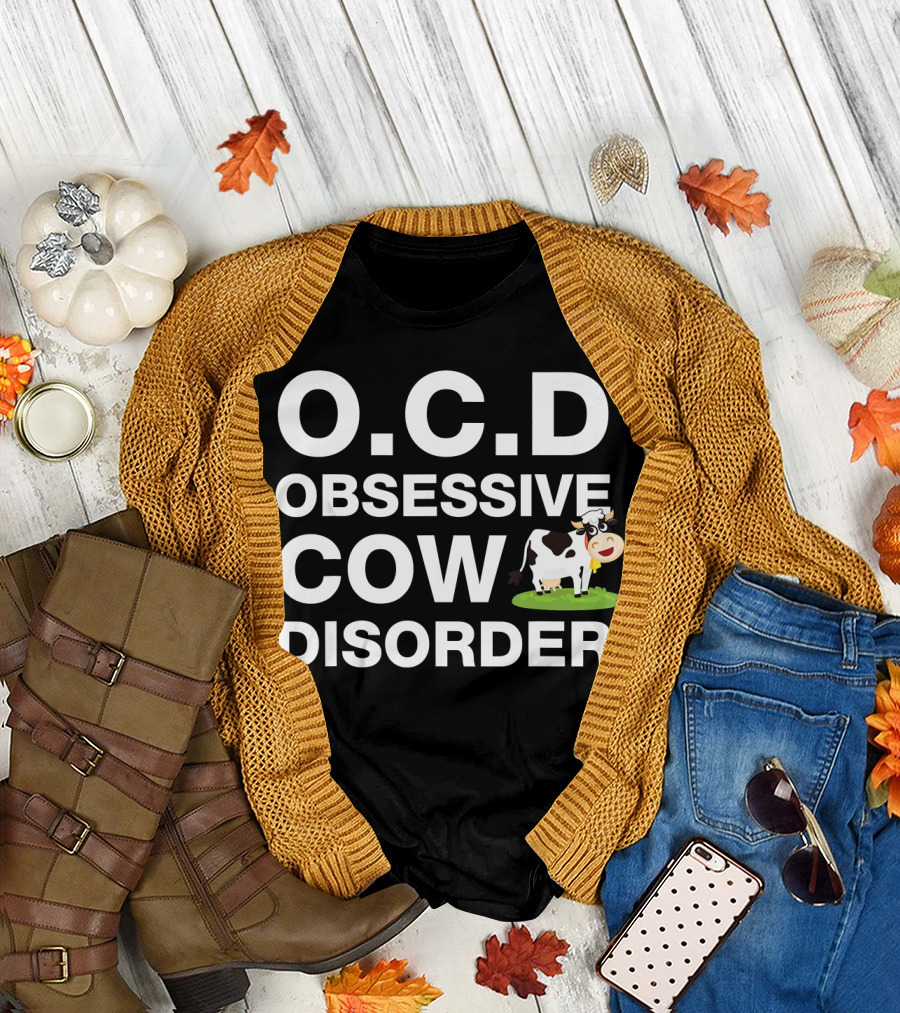 O.C.D. Obsessive Cow Disorder Cute Cartoon Cow Fun T-Shirt