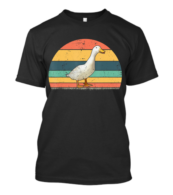 Vintage Striped Duck Animal Lover Retro Duck T-Shirt