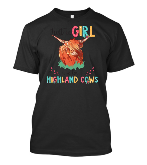 Girl Who Loves Highland Cows With Floral Accents T-Shirt