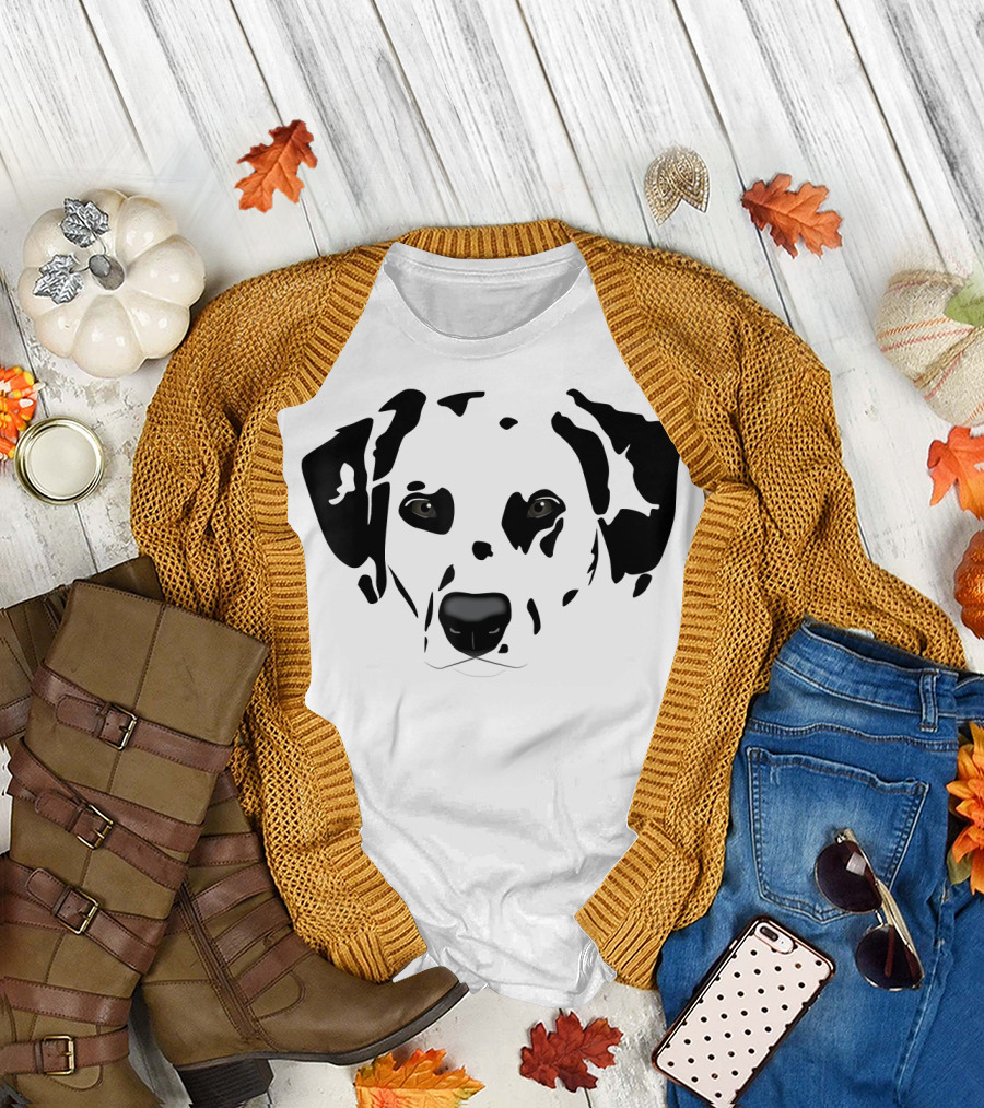 Dalmatian Dog Black and White Face T-Shirt