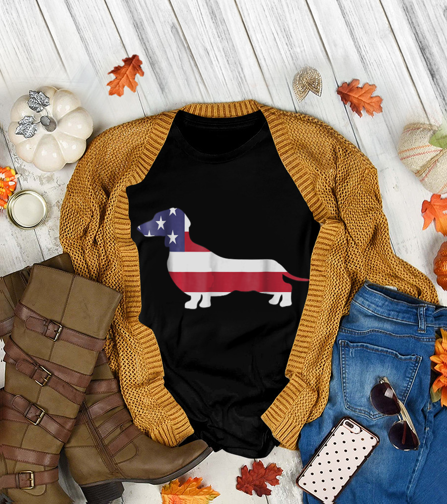 Dachshund Lover American Flag T-Shirt